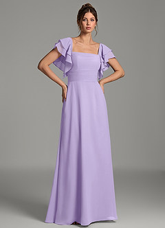 Azazie Dacia Bridesmaid Dresses Lilac A-Line Ruched Chiffon Dress image1