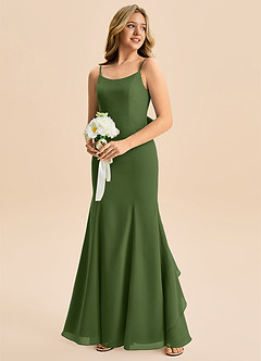 Azazie Lioren Junior Syrena Ukłon Szyfon Długość podłogi Młodsza druhna Sukienka image4