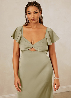 Christian Siriano Bridal for Azazie 1005 Bridesmaid Dresses Moss Green Sheath Sweetheart Neckline Stretch Satin Dress image14