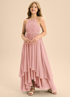 Azazie Elliora Junior Rosette A-Line Pleated Chiffon Dress image4