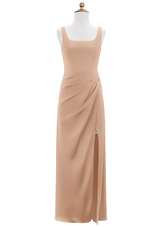Azazie Mero Junior Vestido de Rosa Inglesa de Satén Elástico de Sirena con Plisado image6