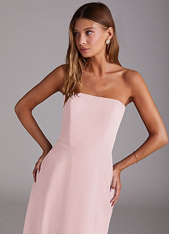 Azazie Wren Bridesmaid Dresses Blushing Pink A-Line Side Slit Chiffon Convertible Dress image5
