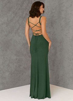Azazie Nikki Bridesmaid Dresses Eucalyptus Sheath Corset Luxe Knit Dress image2