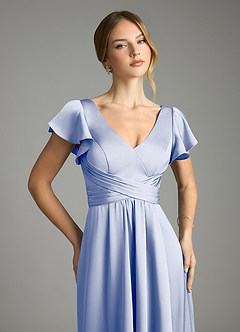 Azazie Omari Bridesmaid Dresses Ice A-Line Stretch Satin Dress image6