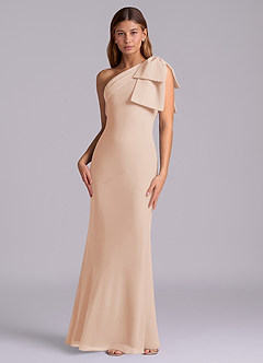 Azazie Yuanna Bridesmaid Dresses English Rose Mermaid One Shoulder Chiffon Dress image4