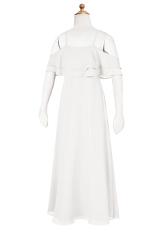 Azazie Tink A-Line Ruched Chiffon Floor-Length Junior Bridesmaid Dress image10