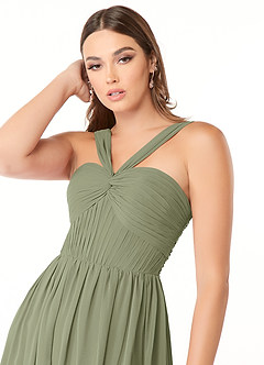 Azazie Dionne Bridesmaid Dresses Pistachio A-Line Corset Chiffon Dress image6