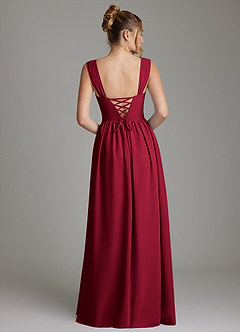 Azazie Caterina Bridesmaid Dresses Burgundy A-Line Corset Chiffon Dress image6