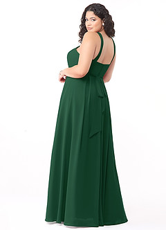 Azazie Dixie Bridesmaid Dresses Dark Green A-Line Halter Pleated Chiffon Dress image9