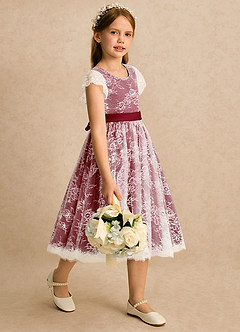 Azazie Maisie Flower Girl Klänningar Klänning A-linje i Spets image4