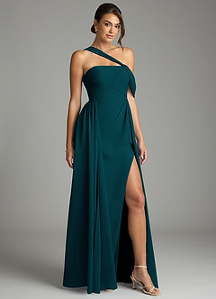 Azazie Kassandra Abiti da Damigella Abito A-Line in Chiffon a Spalla Scoperta Pino image5