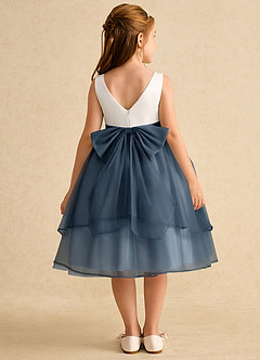 Azazie Rene Flower Girl Dresses Ivory Neptune A-Line Bow Tulle Dress image2
