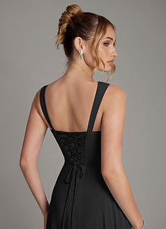 Azazie Agustina Bridesmaid Dresses Black Mermaid Corset Chiffon Dress image2