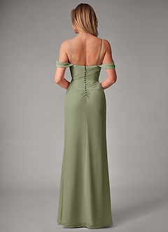 Azazie Haisley At-home Try On Dresses Agave Sheath Off the Shoulder Chiffon Convertible Dress image7