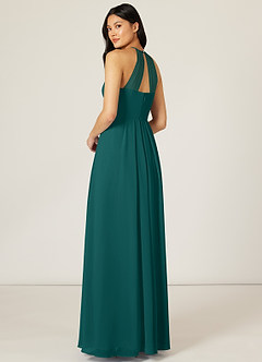 Azazie Sarah Final Sale Peacock Empire Pleated Chiffon Dress image5