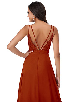 Azazie Lennon Bridesmaid Dresses Paprika A-Line Lace Chiffon Dress image2