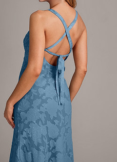 Azazie Aliza Bridesmaid Dresses Steel Blue A-Line Floral Burnout Dress image6