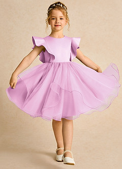 Azazie Chirp Flower Girl Dresses Candy Pink Ball-Gown Tulle Dress image3