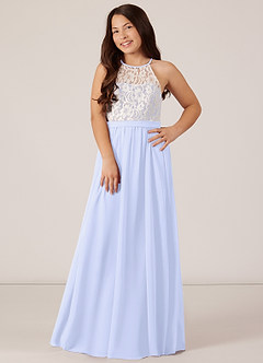 Azazie Fahari Junior Jurk van Chiffon met A-Lijn Kant Lavendel image2