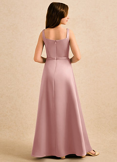 Azazie Emiko Girls Formal Blumenmädchenkleider A-Linie Plissee Matte Satin Kleid Roségold image2