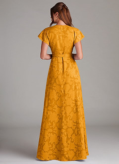 Azazie Ling Robes de demoiselle d'honneur Robe Trapèze en Blumen-Burnout Plissée Caramel écossais image6
