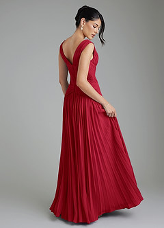 Azazie Kima Bridesmaid Dresses Scarlet A-Line Pleated Chiffon Dress image8