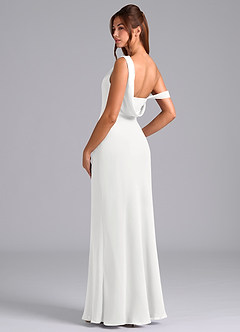 Azazie Madelyn Bridesmaid Dresses White Mermaid One Shoulder Chiffon Convertible Dress image6
