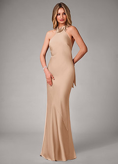 Azazie Velli Bridesmaid Dresses English Rose Mermaid Stretch Satin Dress image3