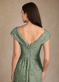 Azazie Myrtle Mother of the Bride Dresses Matcha A-Line Pleated Floral Burnout Dress image6