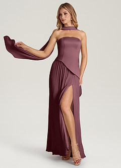 Azazie Tierney Jurken voor bruidsmeisjes Converteerbaar Jurk van Chiffon met A-Lijn Strapless Sangria image1