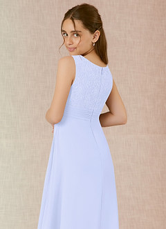 Azazie Snow Junior Jurk van Chiffon met A-Lijn Kant Lavendel image6