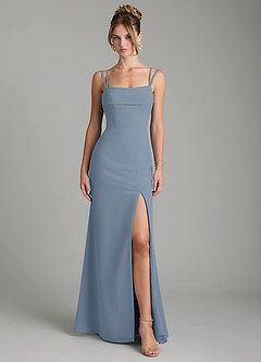 Azazie Egypt Bridesmaid Dresses Dusty Blue Sheath Sweetheart Neckline Chiffon Dress image1