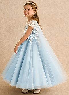 Azazie Dandelion Flower Girl Dresses Sky Blue Ball-Gown Lace Dress image6