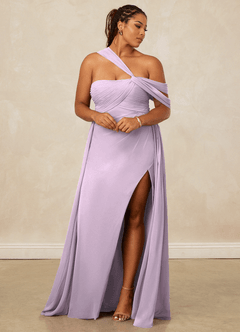 Christian Siriano Bridal for Azazie 1014 Bridesmaid Dresses Frosted Lilac A-Line Off the Shoulder Chiffon Dress image13