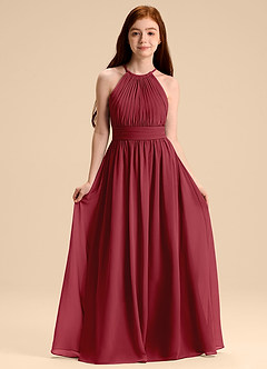 Azazie Malone Junior Pomegranate A-Line Pleated Chiffon Dress image1
