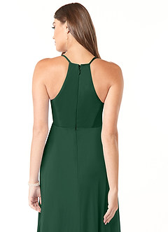 Azazie Annabelle vestidos de dama de honor de maternidad Vestido de Corte En A Cuello en V plisado Hasta el suelo Malla image3