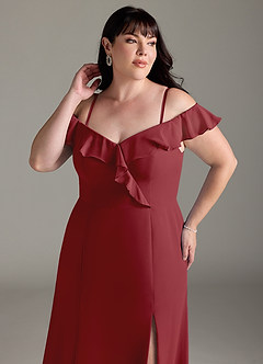 Azazie Sophie Bridesmaid Dresses Pomegranate A-Line Off the Shoulder Chiffon Convertible Dress image12