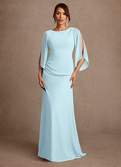 Azazie Anaheim Mère de la mariée Robes Robe Trapèze en Mousseline de soie Plissé Bleu Nuage image1