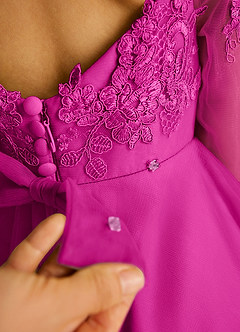 Azazie Precious Blumenmädchenkleider A-Linie Spitze Tüll Kleid Fuchsia image6