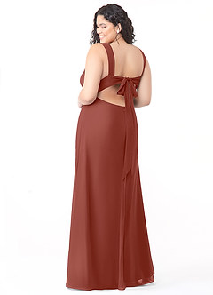 Azazie Christiana Bridesmaid Dresses Auburn A-Line V-Neck Pleated Chiffon Dress image8