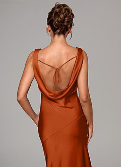 Azazie Rylina Bridesmaid Dresses Burnt Orange Mermaid Stretch Satin Dress image2