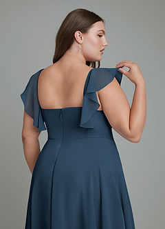 Azazie Leilani Brautjungfernkleider A-Linie Plissee Chiffon Kleid Dunkelmarine image8