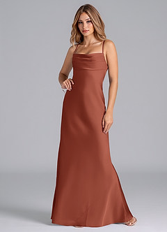 Azazie Seema Bridesmaid Dresses Auburn Mermaid Corset Stretch Satin Dress image4