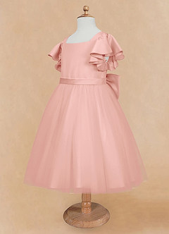 Azazie Kaeya Flower Girl Dresses Rosette A-Line Bow Tulle Dress image7