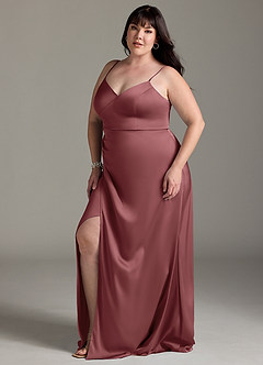 Azazie Marchella Bridesmaid Dresses Amethyst A-Line Corset Stretch Satin Dress image10