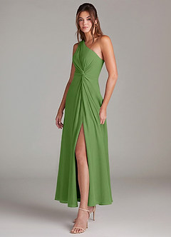 Azazie Brooke Bridesmaid Dresses Basil A-Line One Shoulder Chiffon Dress image3