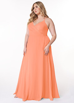 Azazie Davis Bridesmaid Dresses Sunset A-Line V-Neck Chiffon Dress image9