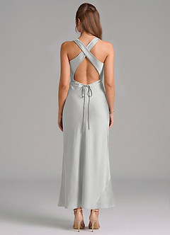 Azazie Evadne Brautjungfernkleider Etui Plissee Stretch-Satin Kleid Silber image5