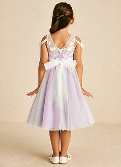 Azazie Sunnie Flower Girl Dresses Candy Pink A-Line Lace Tulle Dress image3