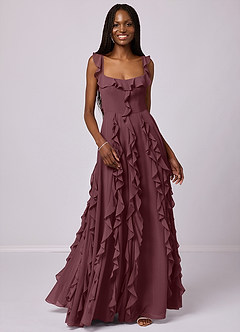 Barbie ♥ Azazie Bridesmaid Dresses Sangria A-Line with Pockets Chiffon Dress image4